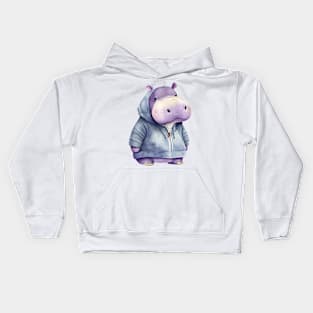 Cartoon Hippopotamus Wearing Hoodie Kids Hoodie